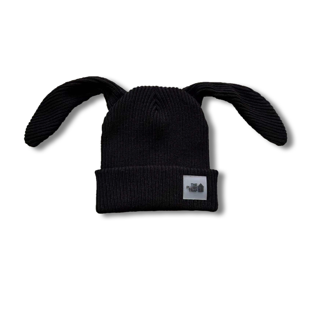 PREORDER - Black Bunny Beanie - plushtrap