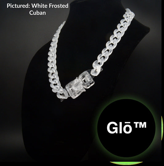 Buckle Closure, White Frosted Cuban Link Chain Necklace - plushtrap_