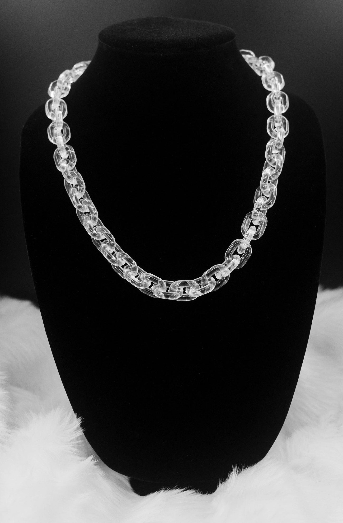 Clear Anchor Link Necklace. Acrylic glass Chain - plushtrap_