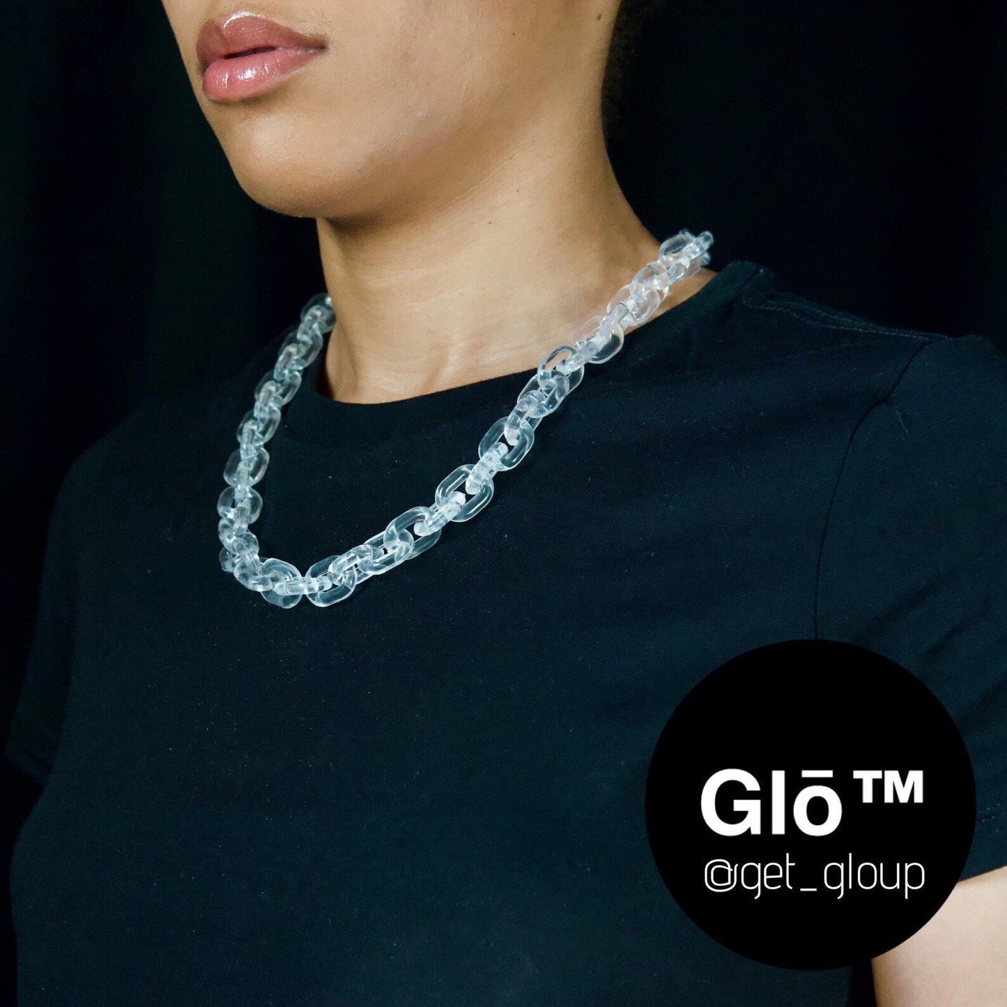 Clear Anchor Link Necklace. Acrylic glass Chain - plushtrap_