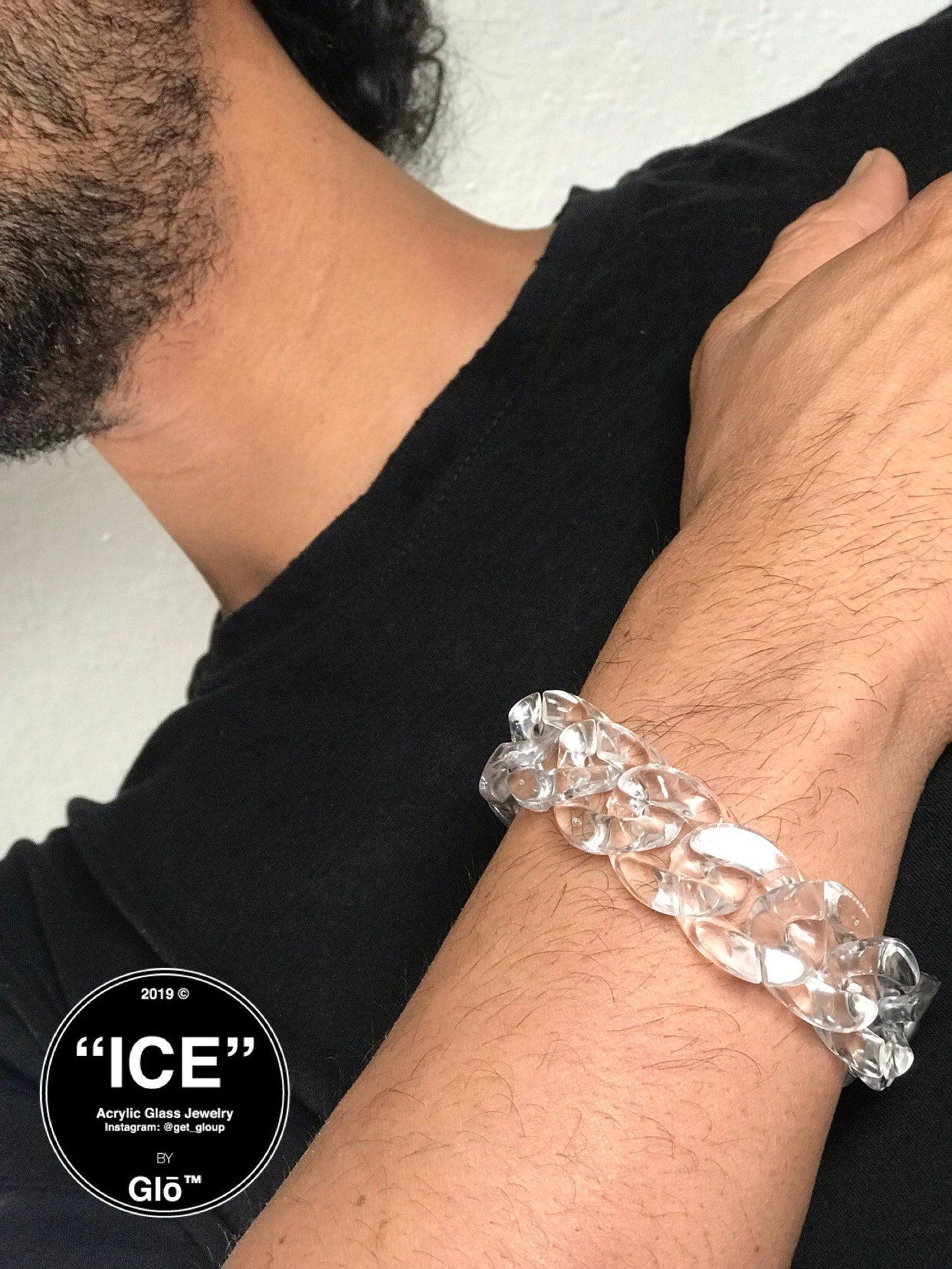 Clear Large Cuban Link Bracelet. Acrylic glass Chain - plushtrap_