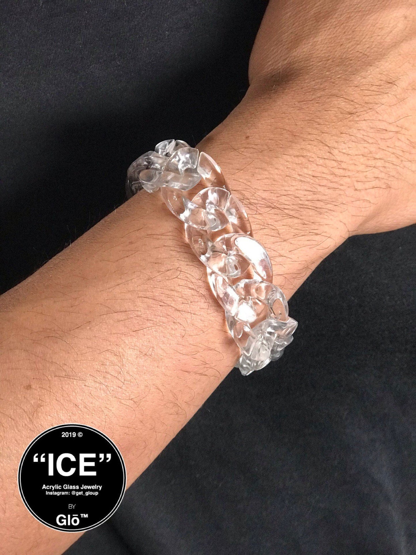 Clear Large Cuban Link Bracelet. Acrylic glass Chain - plushtrap_
