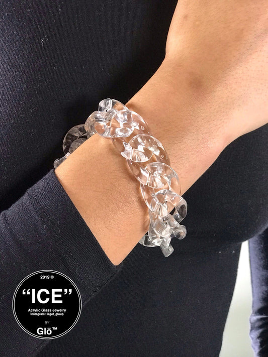 Clear Large Cuban Link Bracelet. Acrylic glass Chain - plushtrap_