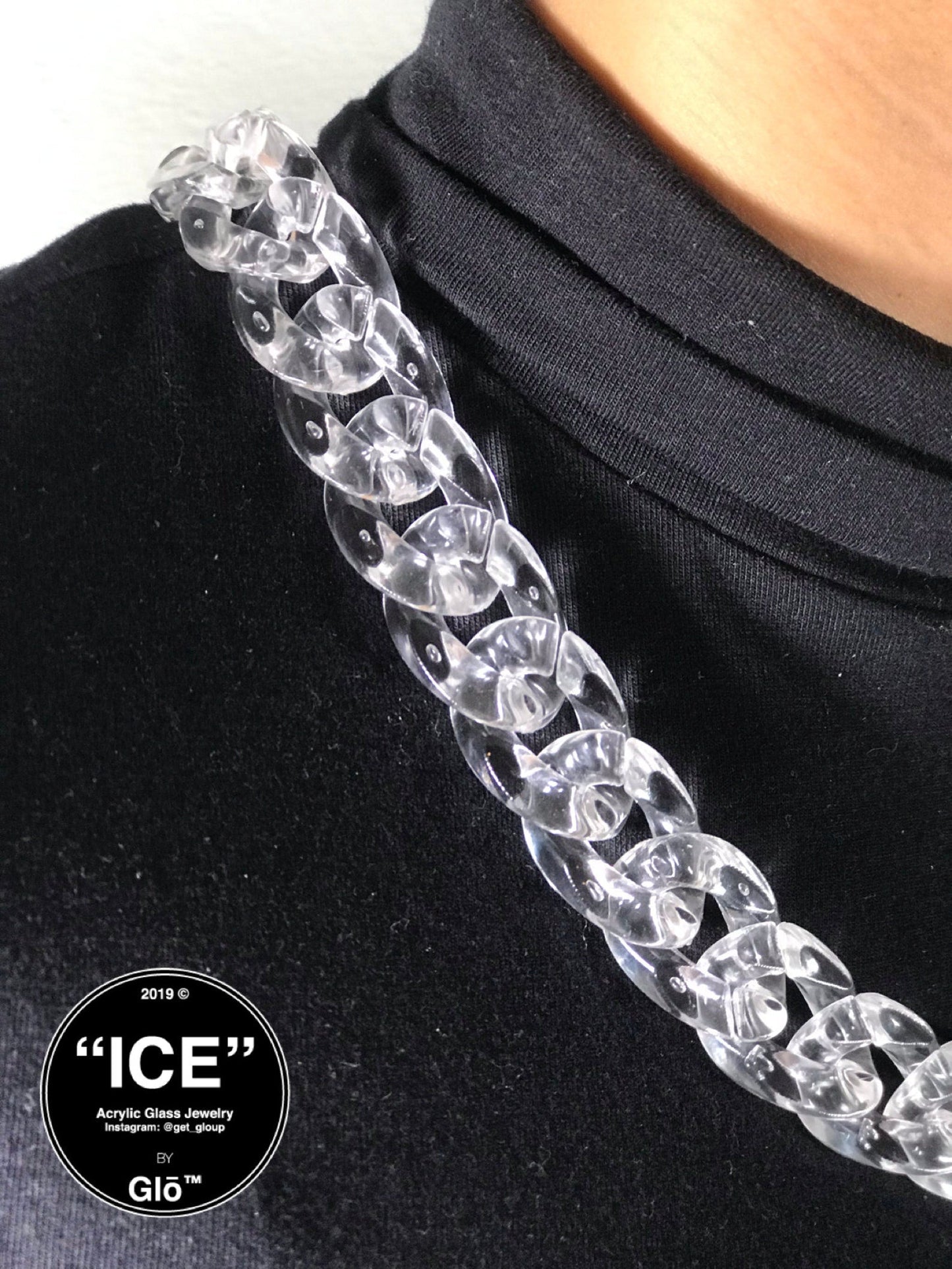 Clear Large Cuban Link Necklace. Acrylic glass Chain. - plushtrap_