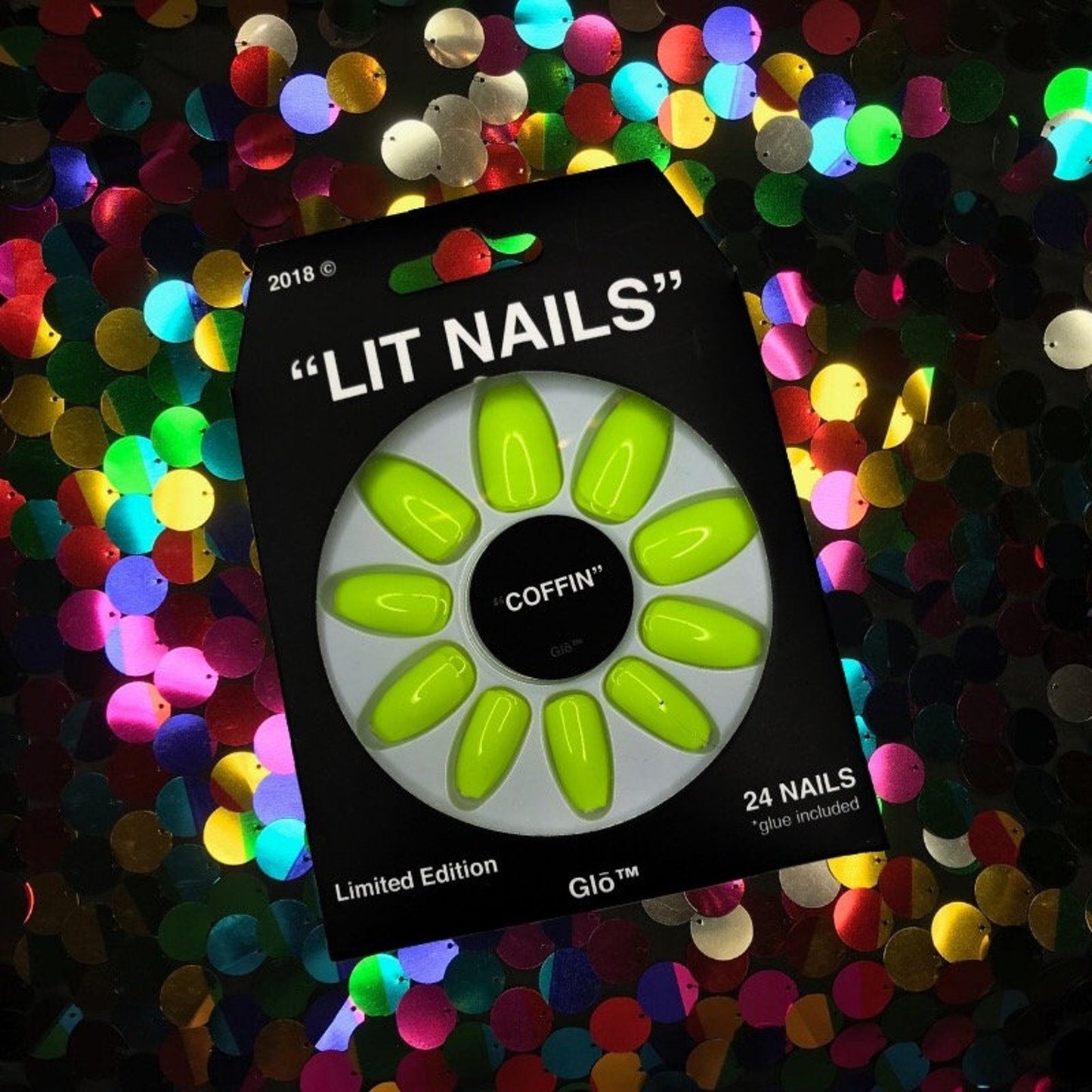 Coffin Glow in the Dark Neon Yellow Instant Acrylic Nails - plushtrap_