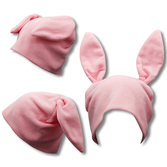 Pink Fleece Bunny Beanie - plushtrap_ppfbb