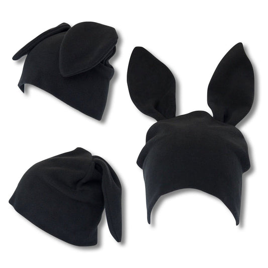 Restock Black Fleece Bunny Beanie - plushtrap_BBCDG