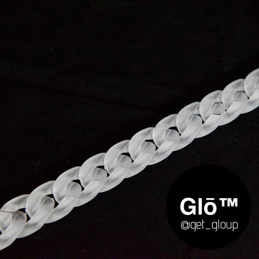 White Frosted Medium Cuban Link Bracelet. Acrylic glass Chain - plushtrap_