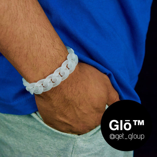 White Frosted Medium Cuban Link Bracelet. Acrylic glass Chain - plushtrap_