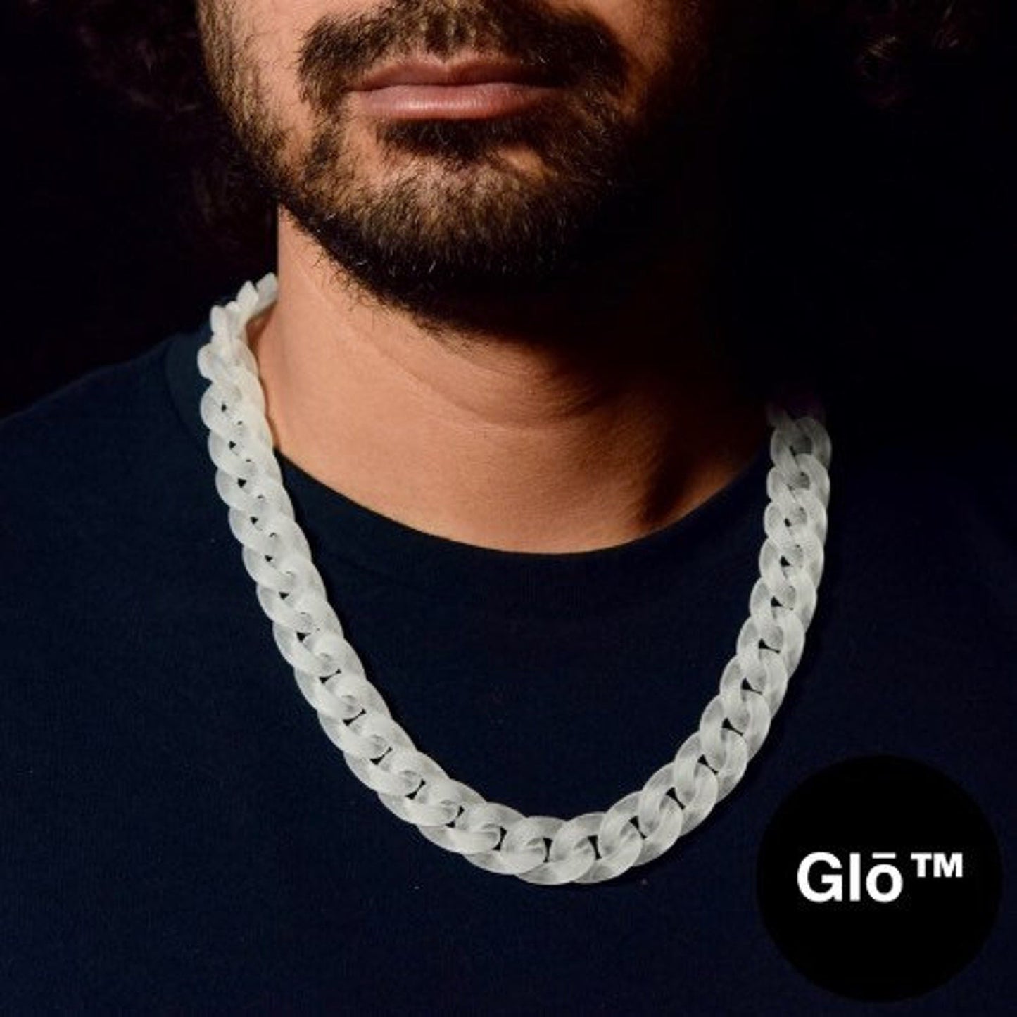 White Frosted Medium Cuban Link Necklace. Acrylic glass Chain - plushtrap_