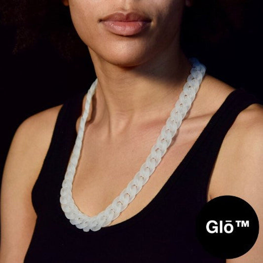 White Frosted Medium Cuban Link Necklace. Acrylic glass Chain - plushtrap_