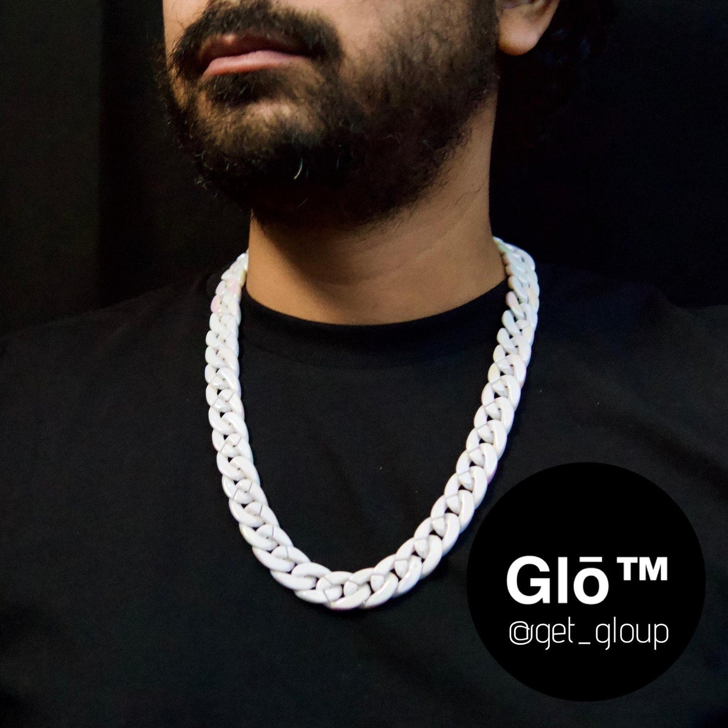 White Opal Medium Cuban Link Necklace Acrylic Glass Chain - plushtrap_