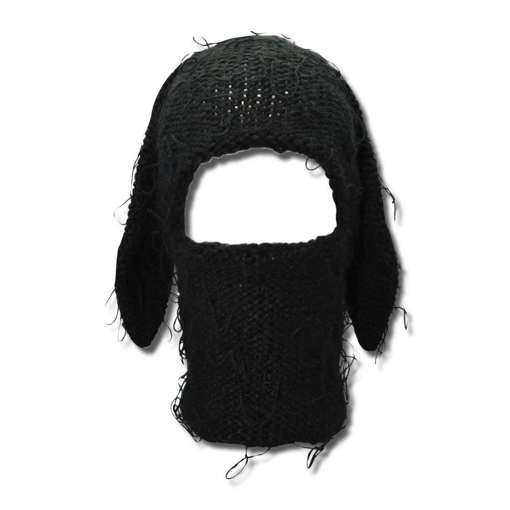 Distressed Black Bunski balaclava - plushtrap_YTBBM