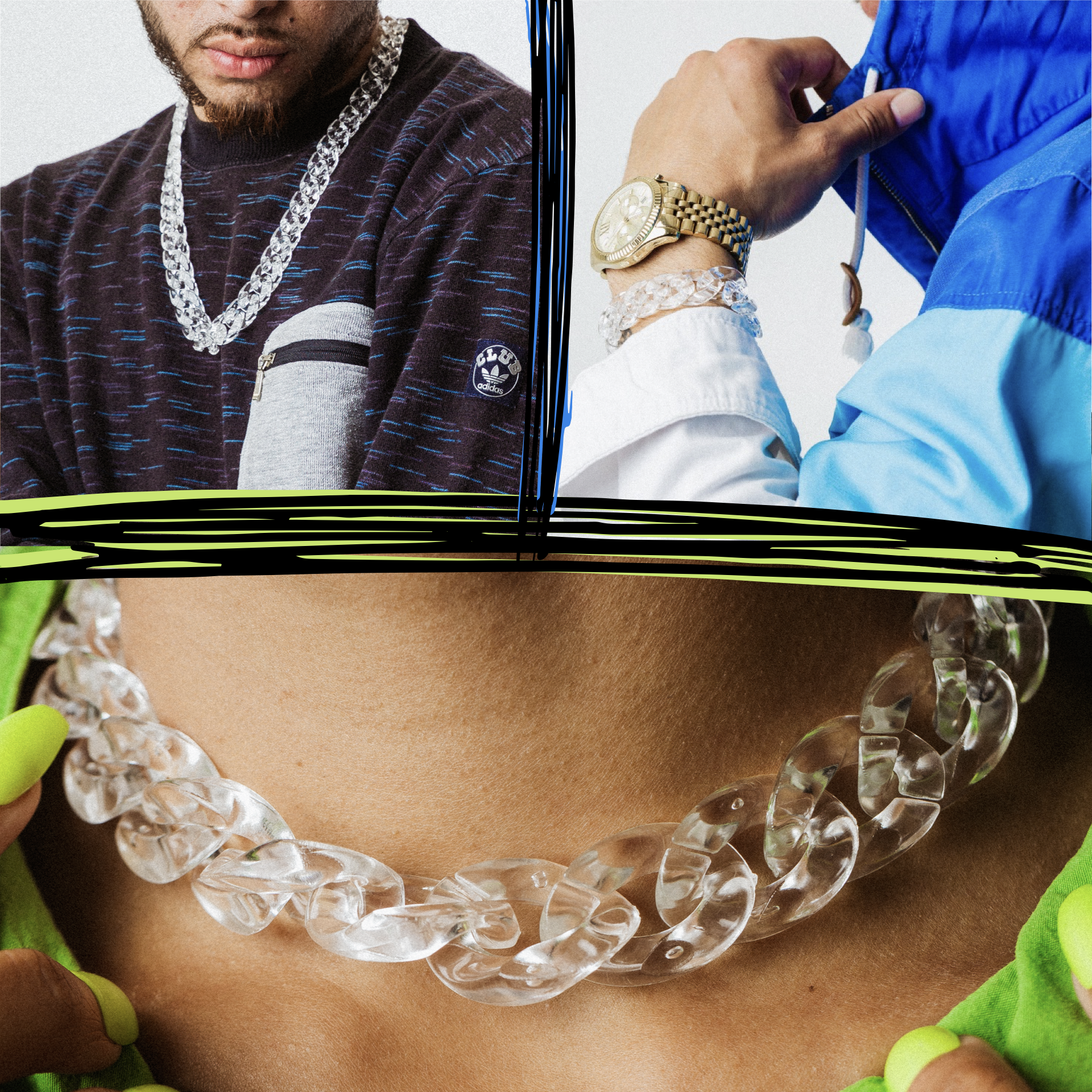 Y2K Jewelry Stack – Cuban Link Necklace, Choker & Bracelet Bundle (Save $15) - plushtrap