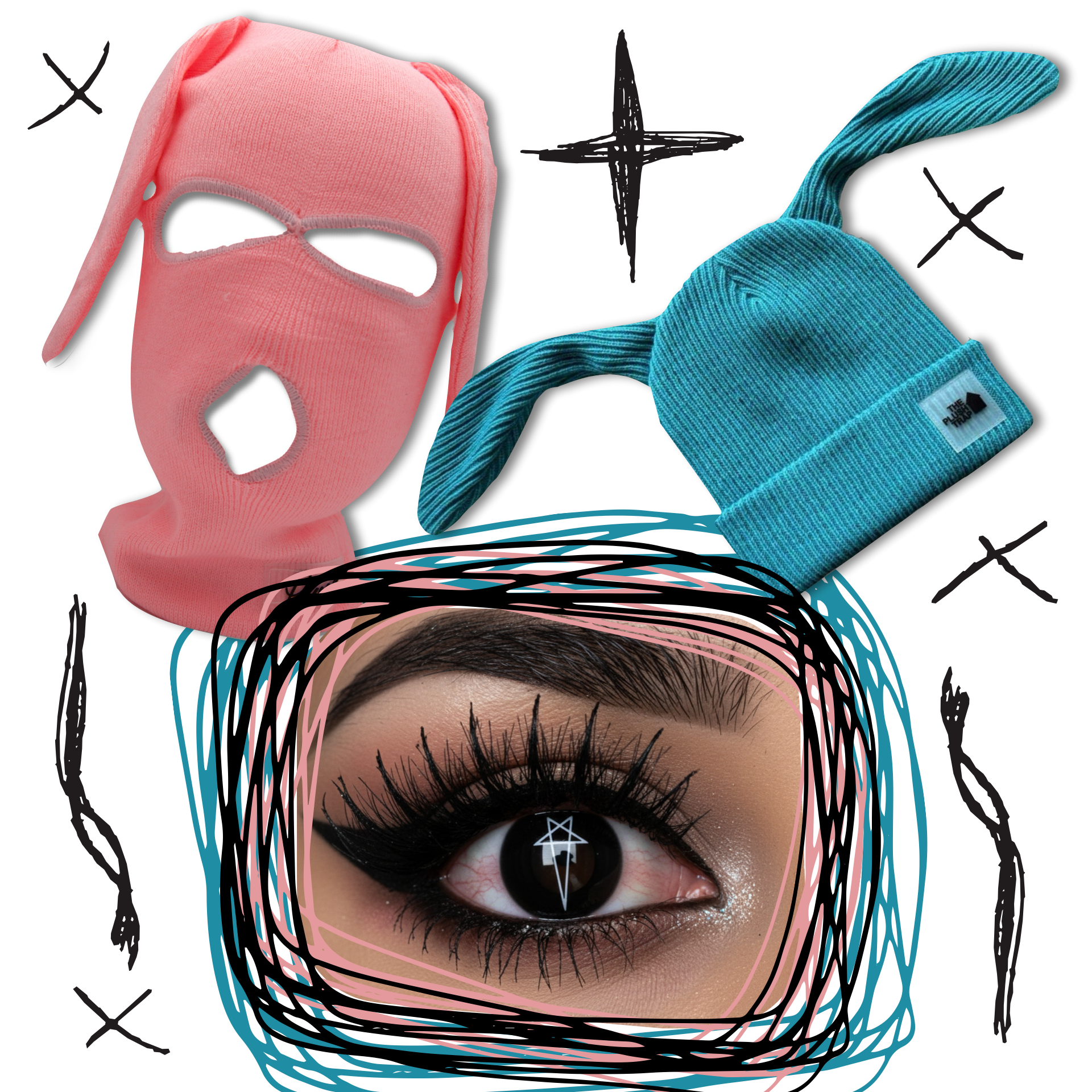 Festival Essentials Pack – Bunny Beanie, Pink Bunski & Contact Lenses Bundle (Save $15) - plushtrap