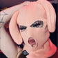 Pink Bunski 3 hole Balaclava Girl View