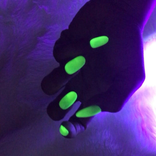 Almond Glow in the Dark Neon Yellow Instant Acrylic Nails - plushtrap_