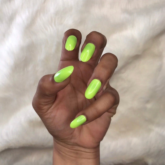 Almond Glow in the Dark Neon Yellow Instant Acrylic Nails - plushtrap_