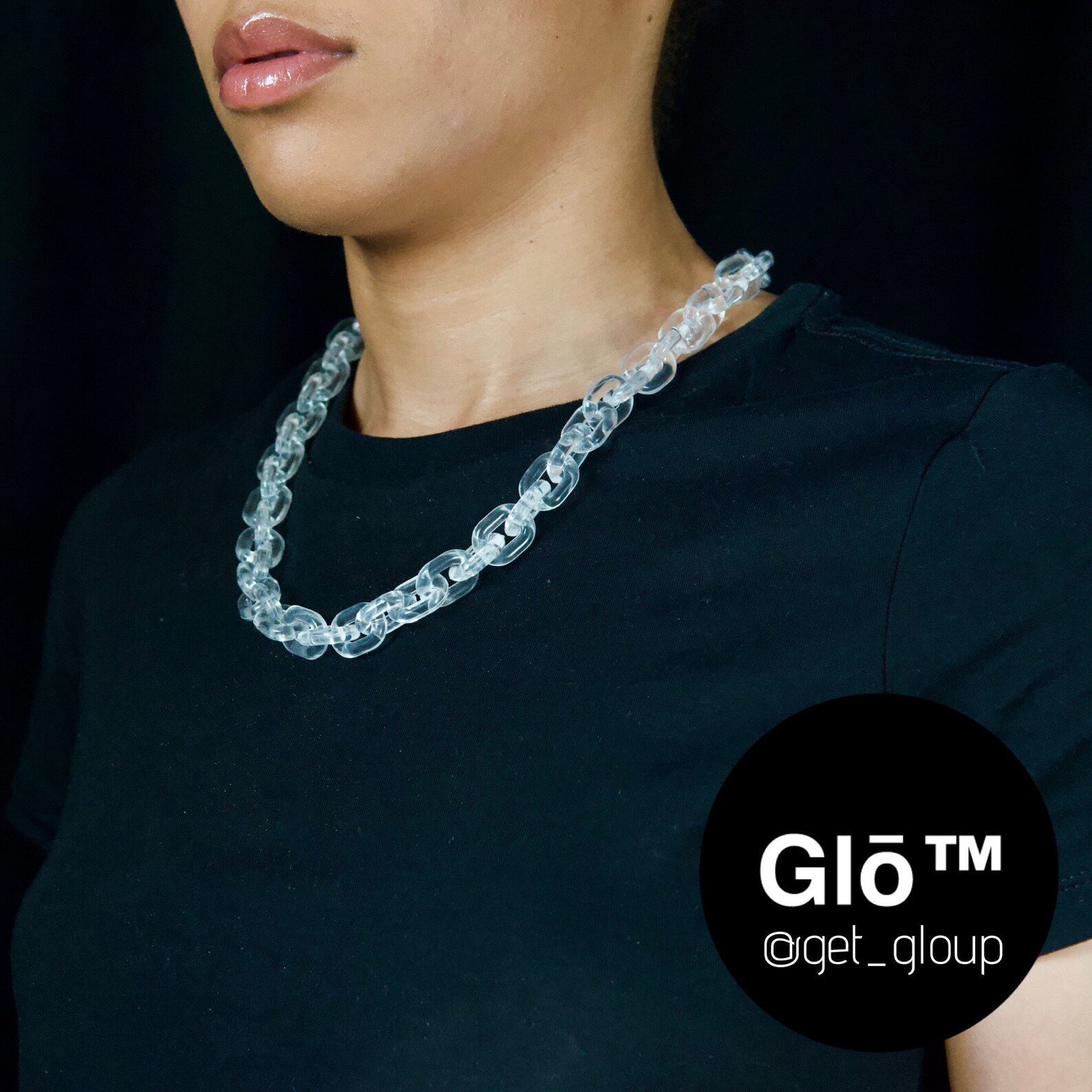 Clear Anchor Link Necklace. Acrylic glass Chain - plushtrap_