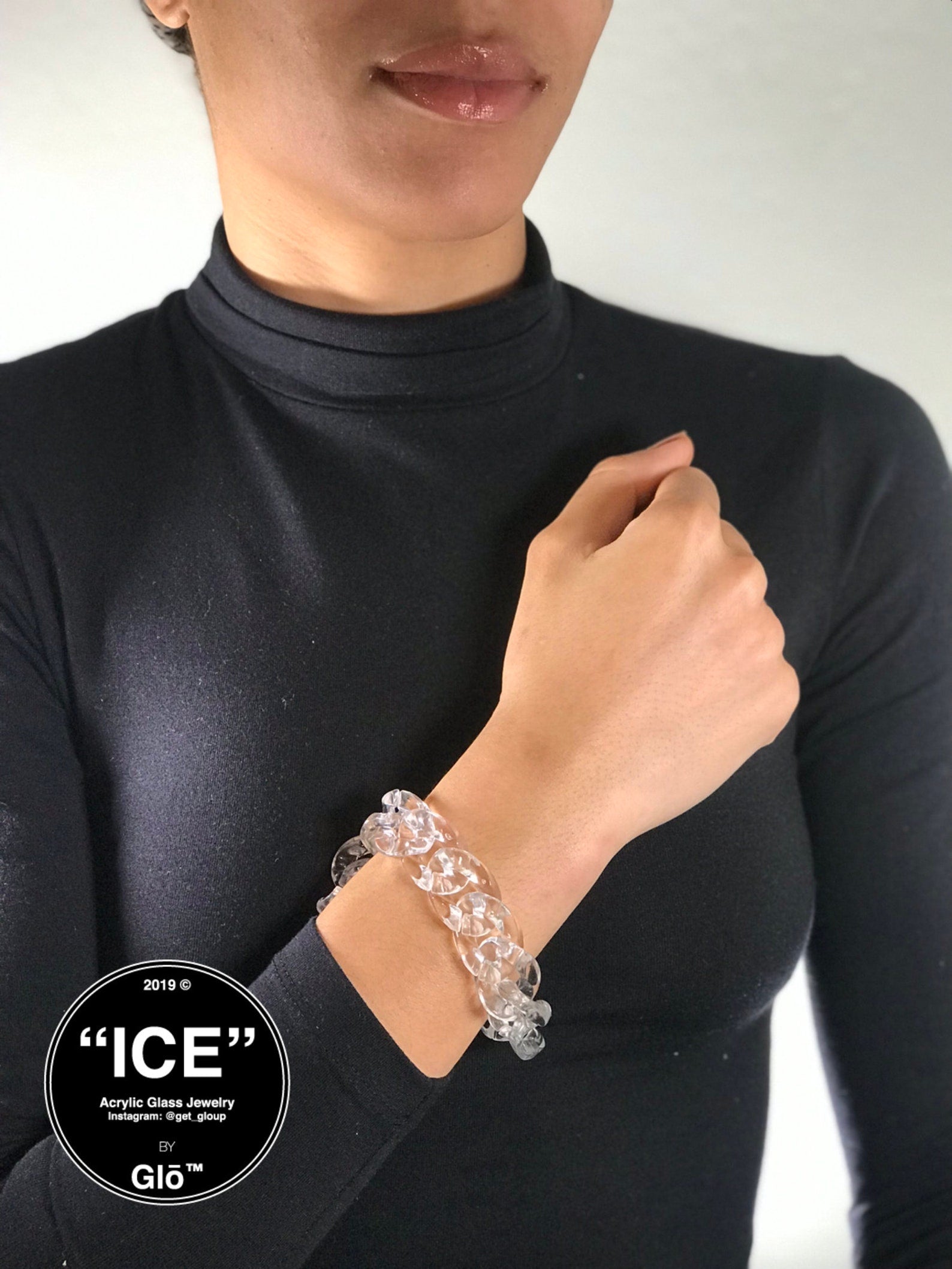 Clear Large Cuban Link Bracelet. Acrylic glass Chain - plushtrap_