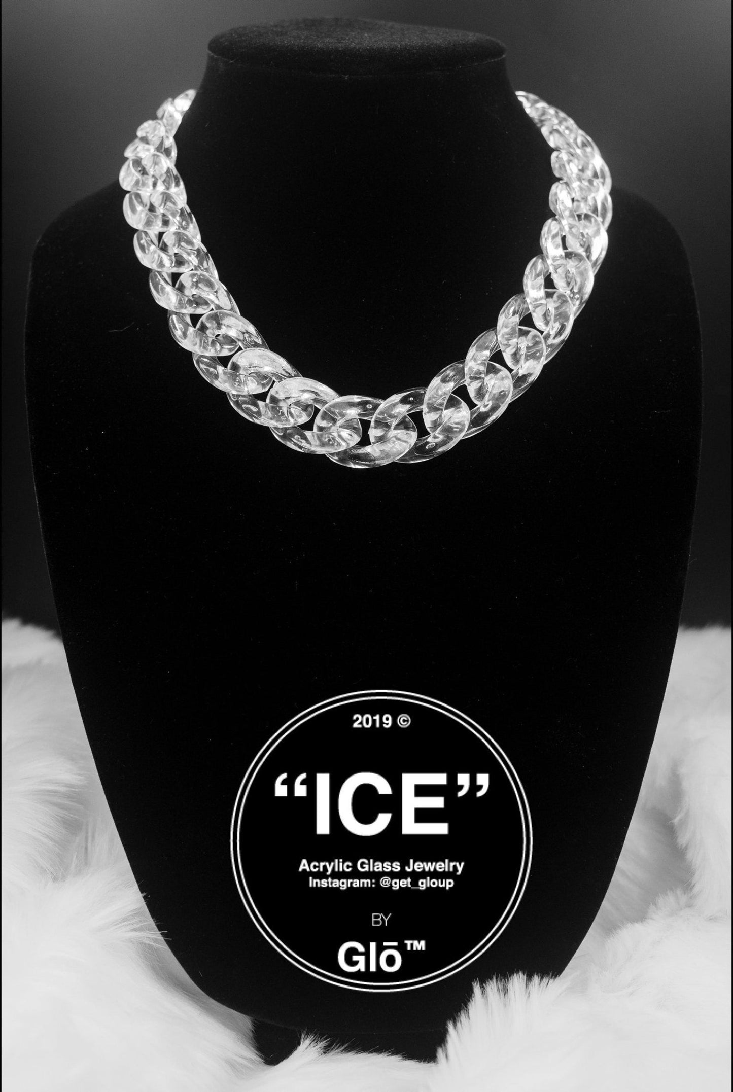 Clear Large Cuban Link Choker Acrylic glass Chain. Necklace - plushtrap_