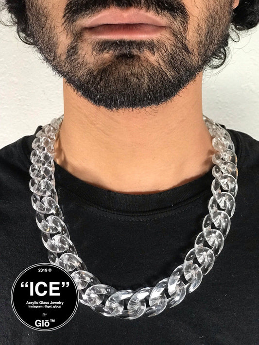 Clear Large Cuban Link Necklace. Acrylic glass Chain. - plushtrap_