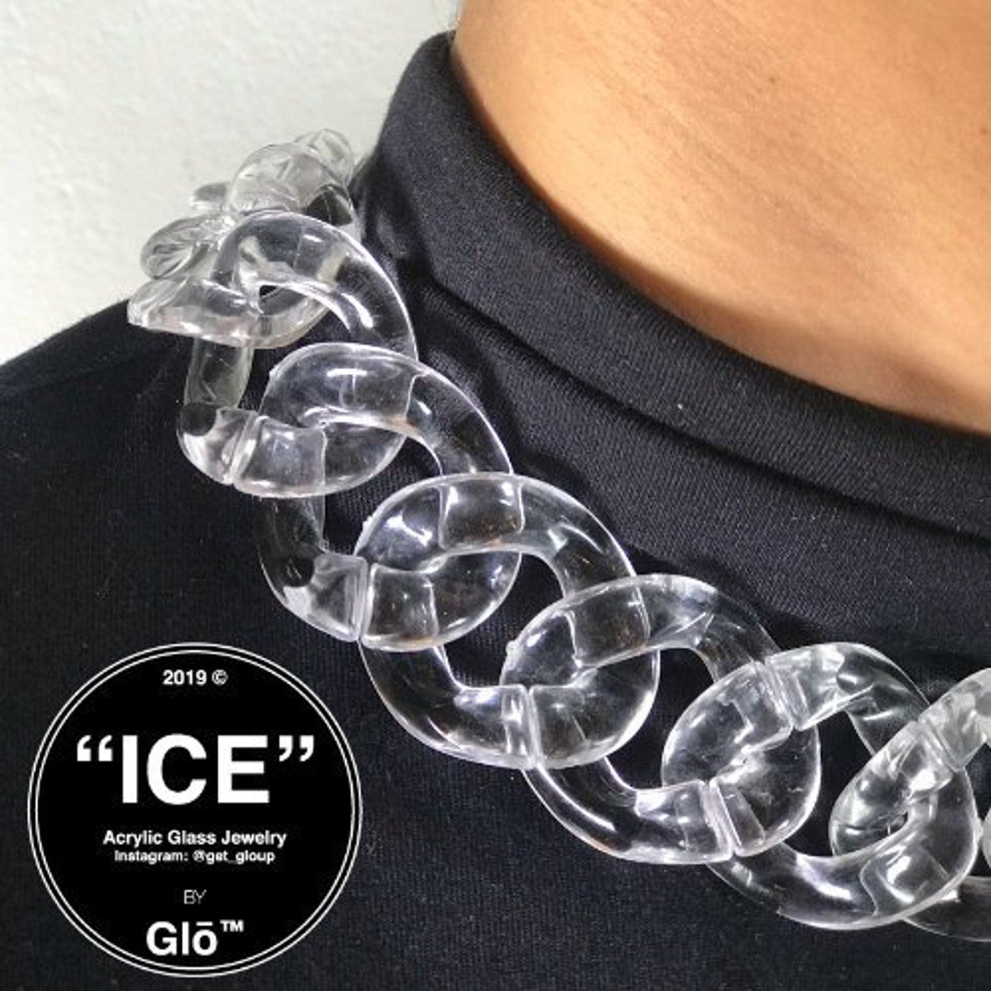 Clear XL Curb Link Choker. Acrylic glass Chain. Necklace - plushtrap_
