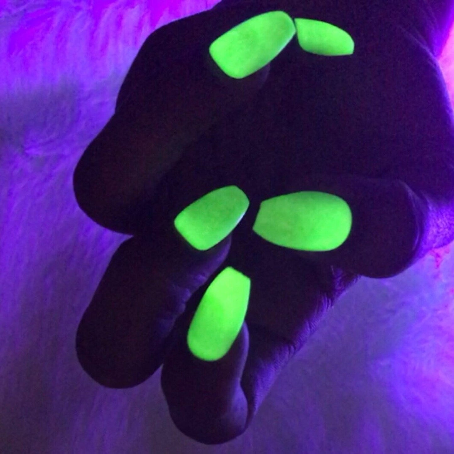 Coffin Glow in the Dark Neon Yellow Instant Acrylic Nails - plushtrap_