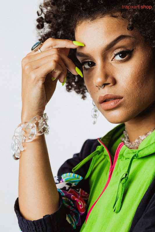 Coffin Glow in the Dark Neon Yellow Instant Acrylic Nails - plushtrap_