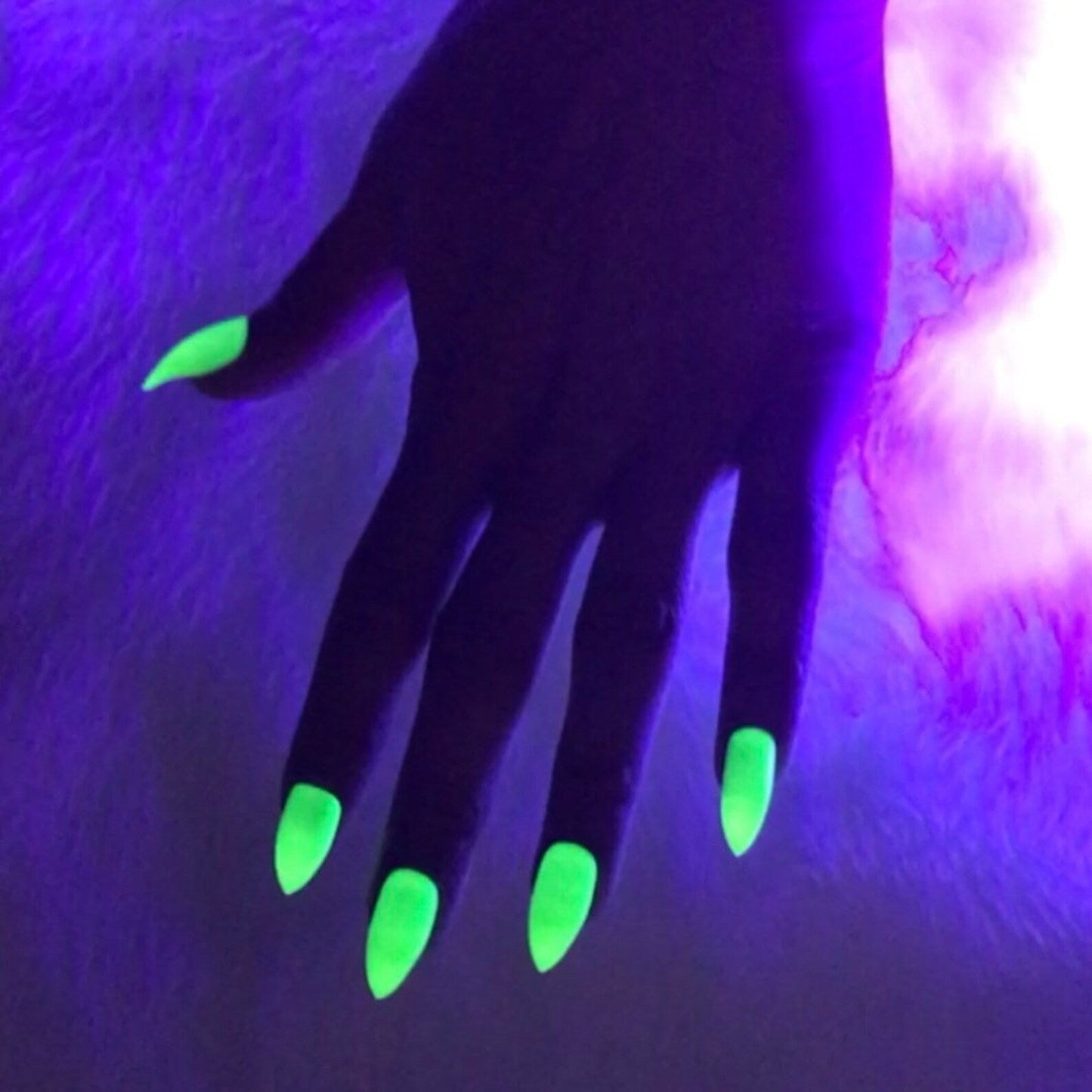 Stiletto Glow in the Dark Neon Yellow Instant Acrylic Nails - plushtrap_