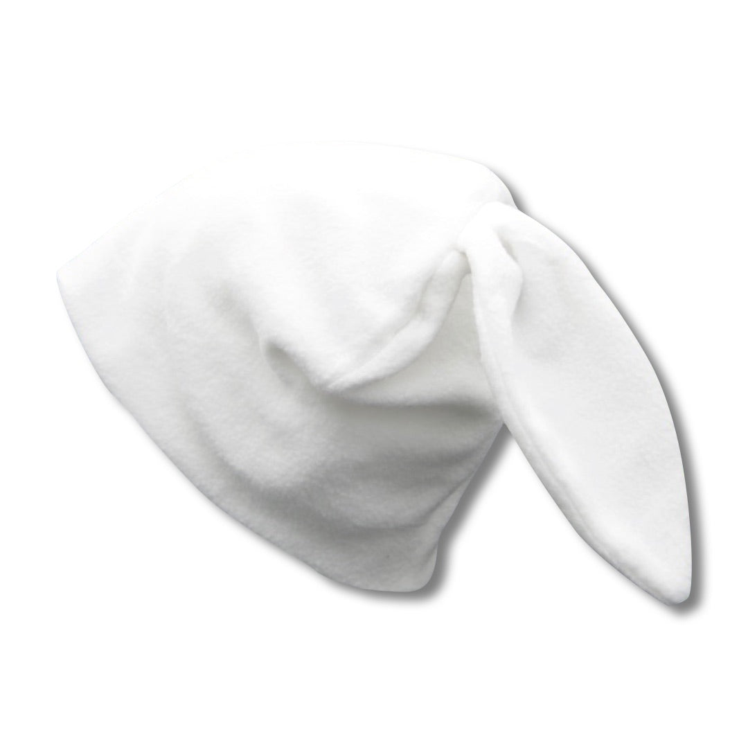 White Fleece Bunny Beanie - plushtrap_pwfbb