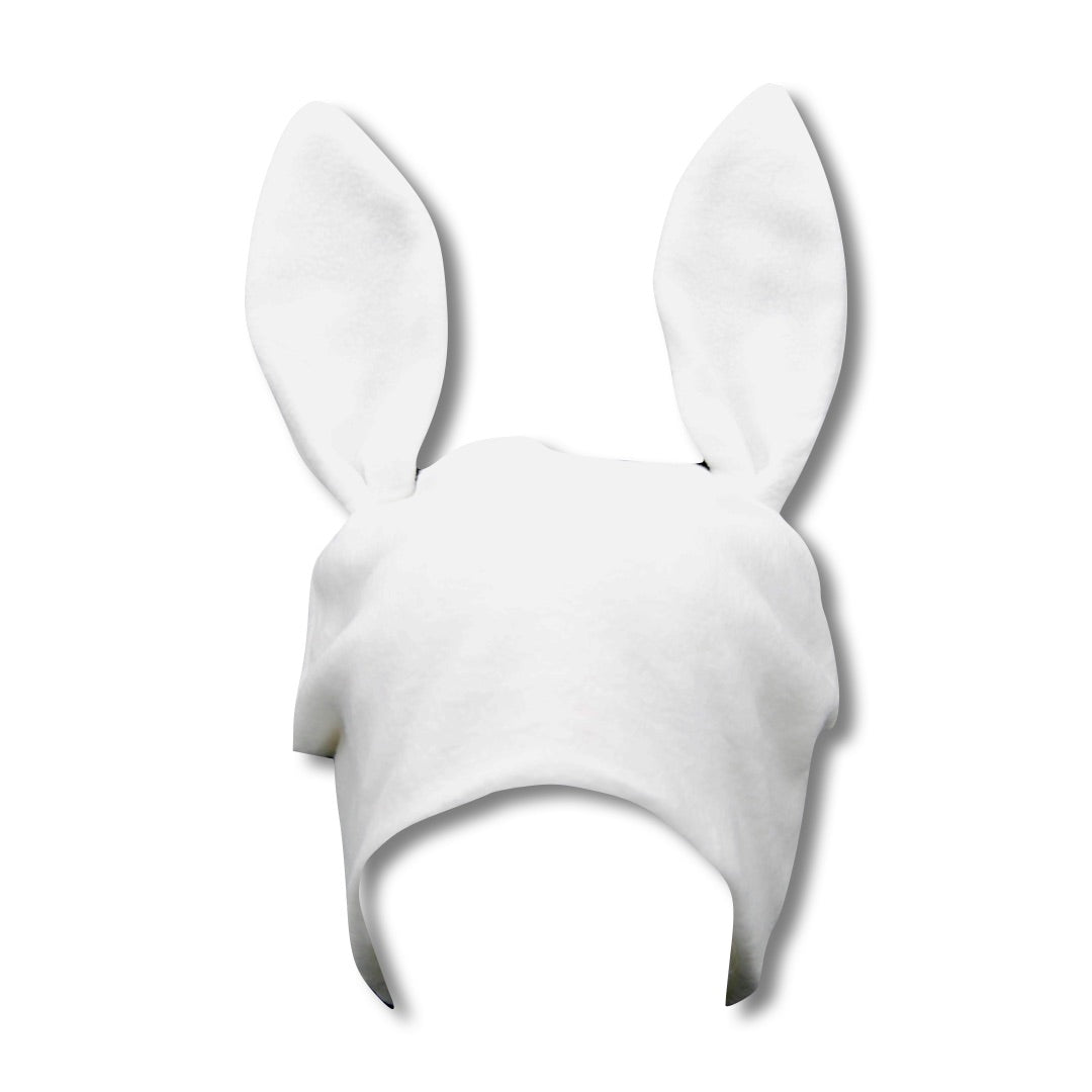 White Fleece Bunny Beanie - plushtrap_pwfbb