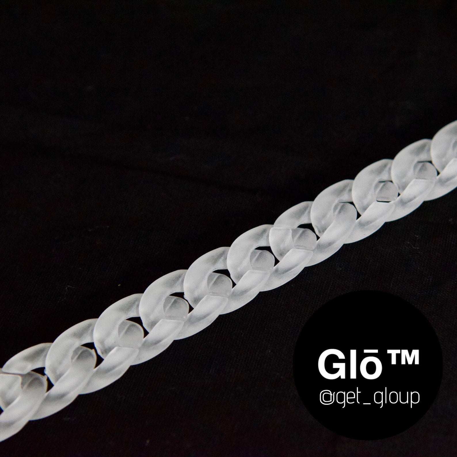 White Frosted Medium Cuban Link Necklace. Acrylic glass Chain - plushtrap_