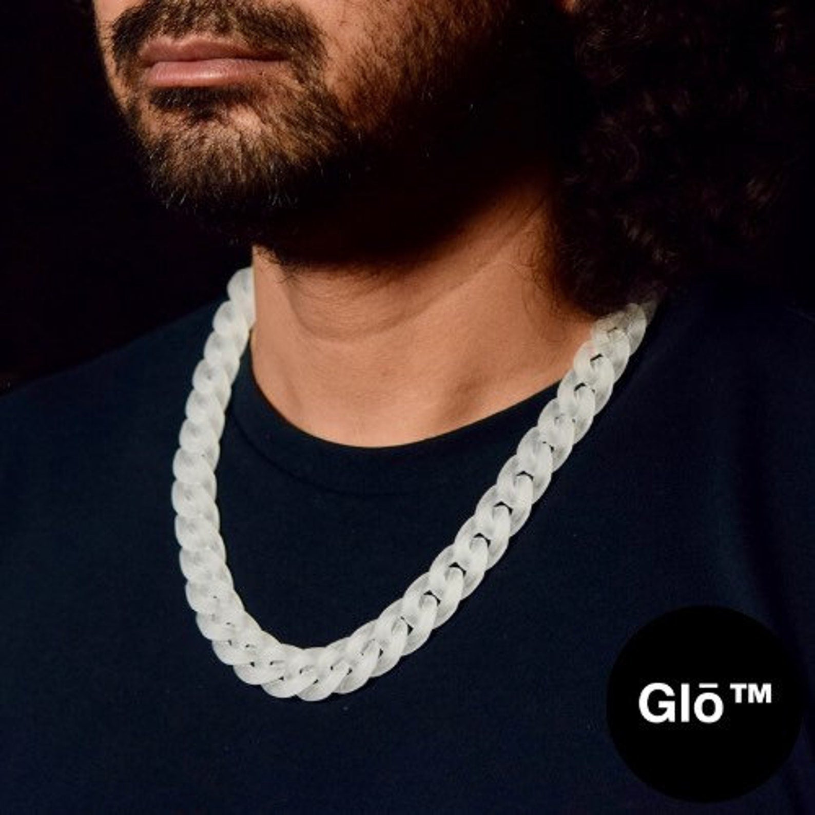 White Frosted Medium Cuban Link Necklace. Acrylic glass Chain - plushtrap_