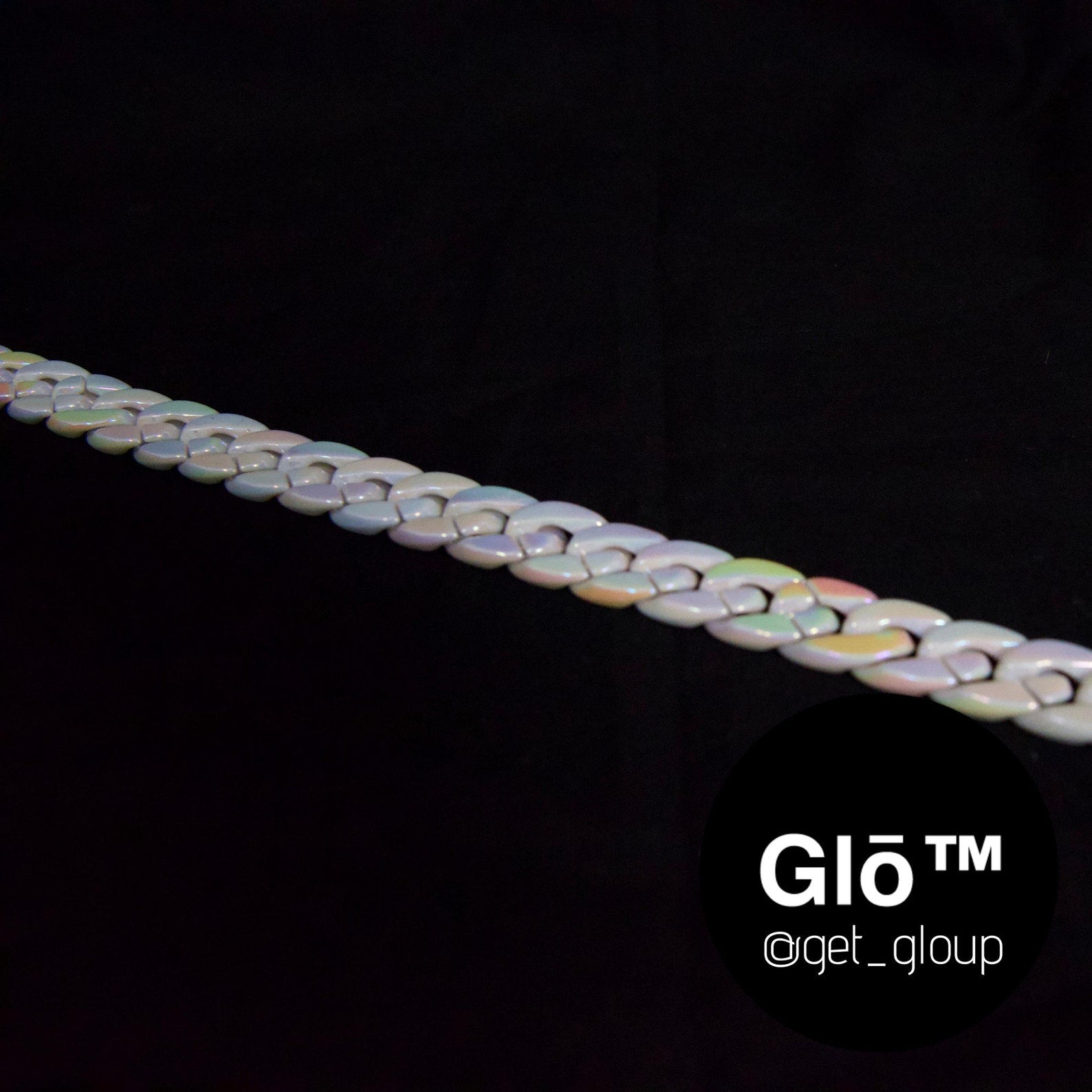White Opal Medium Cuban Link Choker Acrylic Glass Chain - plushtrap_